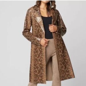 Blank NYC Snake Print Belted Trench Coat Size Small